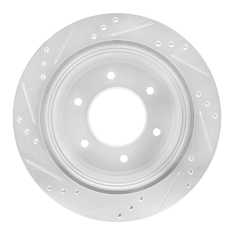 Mitsubishi Montero Brake Rotor (1) - Rear Right - R1 Concepts - Drilled & Slotted - Silver - `15-`17